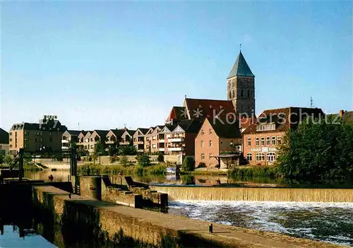 AK / Ansichtskarte Rheine Emswehr Blick zur Kirche Kat. Rheine