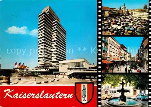 AK / Ansichtskarte Kaiserslautern Rathaus Hochhaus Marktplatz Fackelstrasse Fussgaengerzone Brunnen Kat. Kaiserslautern