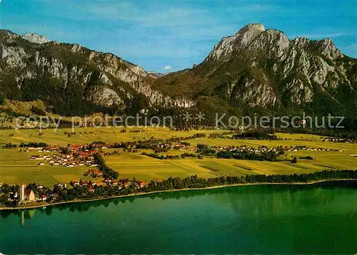 AK / Ansichtskarte Forggensee Schwangau Fliegeraufnahme mit Waltenhofen Schwangau Koenigsschloesser Hohenschwangeu Neuschwanstein Saeuling Kat. Schwangau