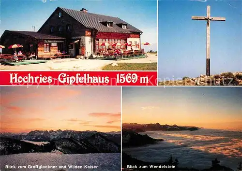 AK / Ansichtskarte Samerberg Hochries Gipfelhaus Gipfelkreuz Grossglockner Wilder Kaiser Wendelsteinblick Kat. Samerberg Grainbach