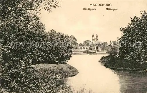 AK / Ansichtskarte Magdeburg Stadtpark Mittagsee Kat. Magdeburg