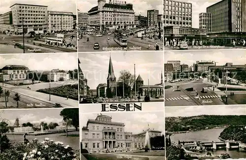 AK / Ansichtskarte Essen Ruhr Hauptpost Bahnhofsvorplatz Handelshof Haus am Kettwiger Tor Staedt Saalbau Kettwiger Str mit Muenster Freiheit Gruga Park Villa Huegel Baldeneysee mit Stauwehr Kat. Essen