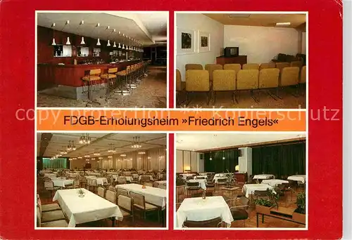 AK / Ansichtskarte Templin FDGB Erholungsheim Friedrich Engels Hallenbar Fernsehraum Restaurant Tanzcafe Kat. Templin