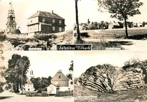 AK / Ansichtskarte Satzung Hirtsteinbaude Ortsansicht Basaltfaecher am Hirtstein Felsformation Kat. Marienberg