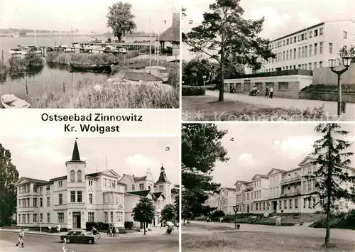 AK / Ansichtskarte Zinnowitz Ostseebad Hafen am Achterwasser Erholungsheim Rat der Gemeinde Kurverwaltung Strandpromenade