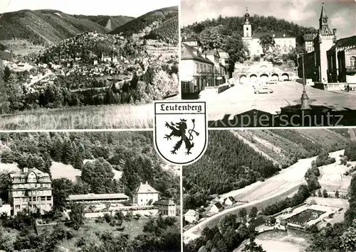 AK / Ansichtskarte Leutenberg Thueringen Panorama Marktplatz Kirche Freibad Kat. Leutenberg