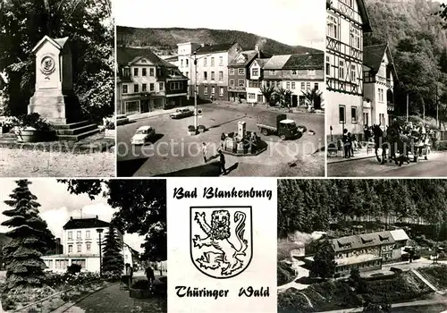 AK / Ansichtskarte Bad Blankenburg Froebel Denkmal Markt Kutschfahrt Schwarzatal FDGB Erholungsheim Greifenstein Jugendherberge Kat. Bad Blankenburg