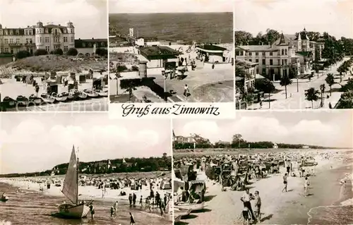 AK / Ansichtskarte Zinnowitz Ostseebad Ferienheime Segelboot Strand