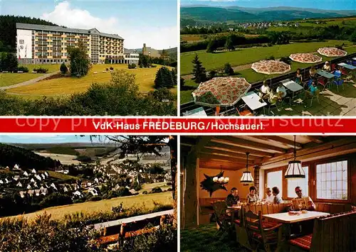 AK / Ansichtskarte Fredeburg Schmallenberg VdK Haus Panorama Gaststube Terrasse