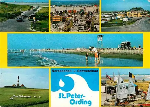 AK / Ansichtskarte St Peter Ording Strand Leuchtturm Strandsegler Kat. Sankt Peter Ording