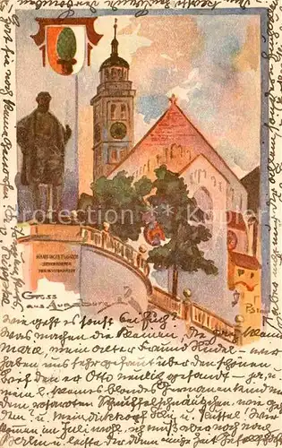 AK / Ansichtskarte Augsburg Kuenstlerkarte Denkmal Kirche  Kat. Augsburg