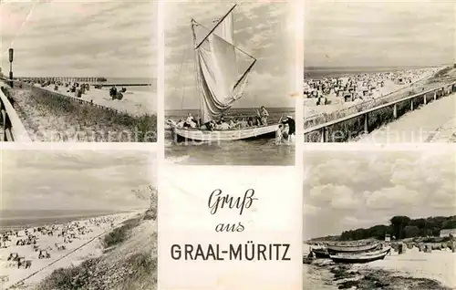 AK / Ansichtskarte Graal Mueritz Ostseebad Strand Segelboot Kat. Seeheilbad Graal Mueritz