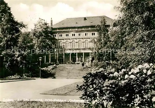 AK / Ansichtskarte Zwickau Sachsen HOG Klubhaus Grubenlampe am Schwanenteich Kat. Zwickau