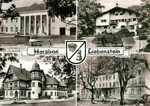 AK / Ansichtskarte Bad Liebenstein Badehaus Klubhaus Dr Salvador Allende Kurheim Albert Schweitzer Postamt Fachwerkhaus Kat. Bad Liebenstein