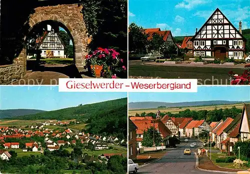 AK / Ansichtskarte Gieselwerder Teilansicht Stadttor Fachwerkhaus Kat. Oberweser