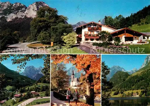 AK / Ansichtskarte Ramsau Berchtesgaden Gasthaus Zur Hindenburglinde Herbststimmung Alpen Kirche Kat. Ramsau b.Berchtesgaden