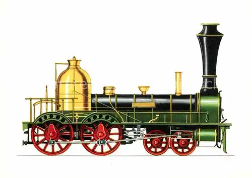 AK / Ansichtskarte Lokomotive Staatsbahn Wuerttemberg 1845 Zeichnung Swoboda Kat. Eisenbahn