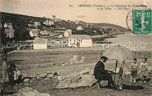 AK / Ansichtskarte Treboul Douarnenez La Montagne des Sahles Blancs et les Villas Kat. Douarnenez