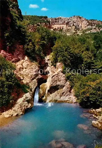 AK / Ansichtskarte Subiaco Italien Laghetto di S Benedetto e veduta del Monastero Wasserfall Kloster Kat. 