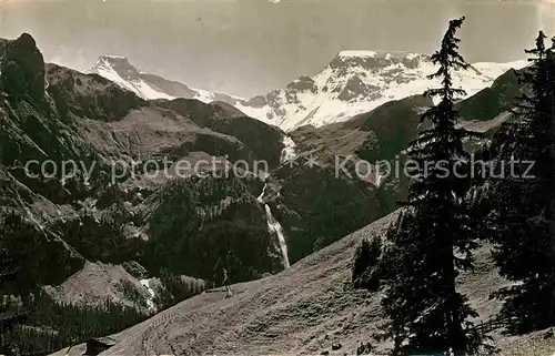 AK / Ansichtskarte Adelboden Gebirgspanorama mit Steghorn Wildstrubel Entschligfaelle Berner Alpen Kat. Adelboden