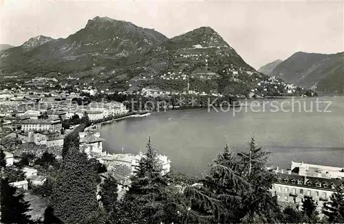 AK / Ansichtskarte Lugano TI Panorama Luganersee Monte Bre Kat. Lugano