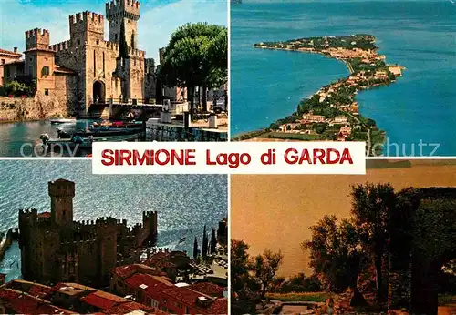 AK / Ansichtskarte Sirmione Schloss Halbinsel Fliegeraufnahme