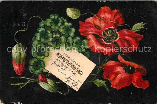 AK / Ansichtskarte Geburtstag Blumen Kleeblatt Litho  Kat. Greetings