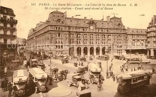 AK / Ansichtskarte Paris La Gare St Lazare La Cour et la Rue de Rome Kat. Paris