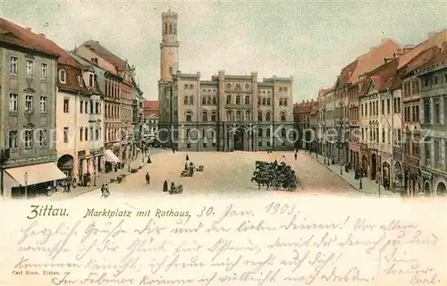 AK / Ansichtskarte Zittau Marktplatz Rathaus Kat. Zittau