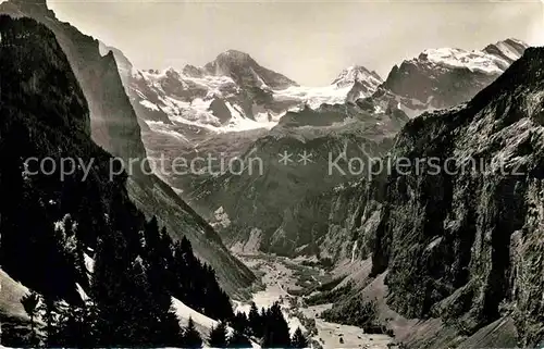 AK / Ansichtskarte Lauterbrunnental mit Breithorn Tschingelhorn Stechelberg und Muerren Kat. Lauterbrunnen