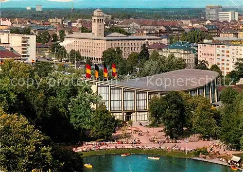 AK / Ansichtskarte Karlsruhe Baden Schwarzwaldhalle und Stadtgartensee