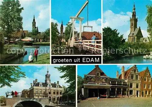 AK / Ansichtskarte Edam Ortsansichten mit Kirche Zugbruecke Kat. Edam