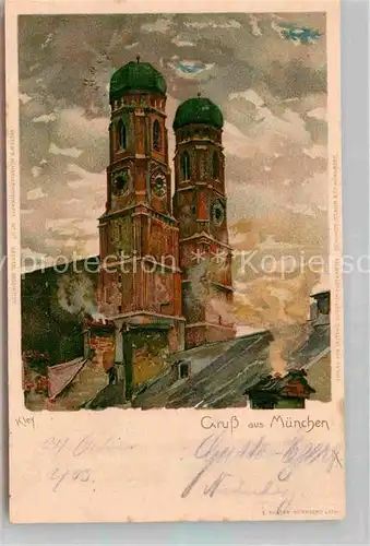 AK / Ansichtskarte Kley Muenchen Frauenkirche Litho  Kat. Kuenstlerlitho