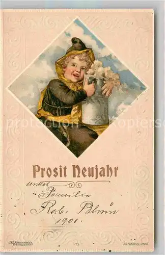 AK / Ansichtskarte Muenchner Kindl Neujahr Bierkrug Litho Kat. Muenchen