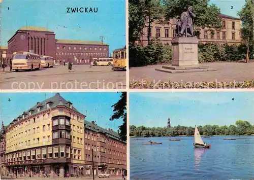 AK / Ansichtskarte Zwickau Sachsen Robert Schuhmann Denkmal Ringcafe Schwanenteich Hauptbahnhof Kat. Zwickau