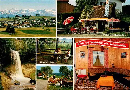 AK / Ansichtskarte Scheidegg Allgaeu Wanderstueble an den Wasserfaellen Ferienwohnung Picknickplatz Kiosk Biergarten Ponyreiten Allgaeuer Alpen Kat. Scheidegg