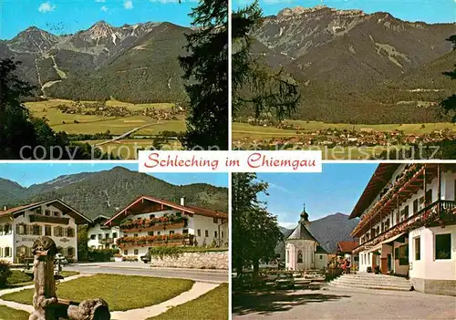 AK / Ansichtskarte Schleching Panorama Chiemgauer Alpen Ortsansichten mit Kirche Kat. Schleching