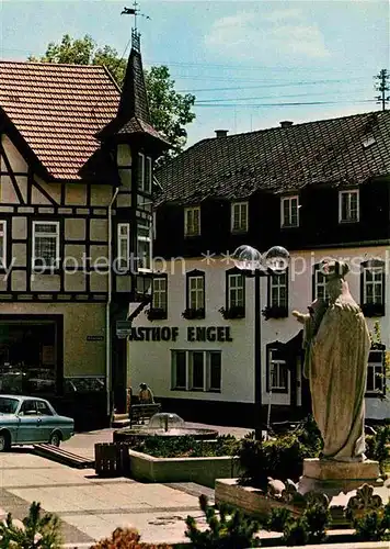 AK / Ansichtskarte Hilders Rhoen Brunnen Statue Gasthof Engel Kat. Hilders