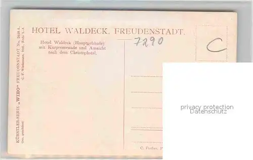 AK / Ansichtskarte Verlag WIRO Wiedemann Nr. 2448 A Hotel Waldeck Kurpromenade Freudenstadt Kat. Verlage