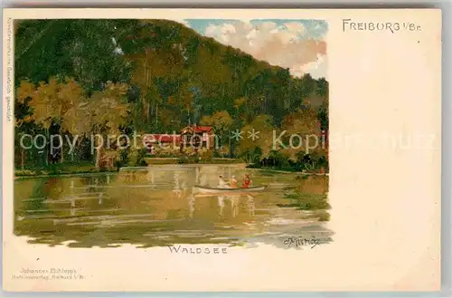 AK / Ansichtskarte Muench C. Freiburg im Breisgau Waldsee  Kat. Kuenstlerlitho