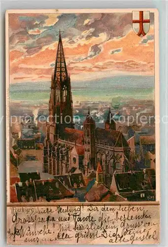 AK / Ansichtskarte Kley Freiburg im Breisgau Muenster  Kat. Kuenstlerlitho