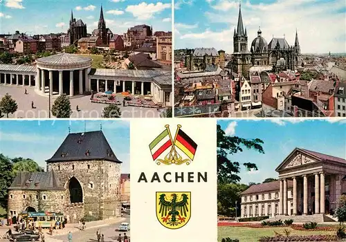 Aachen Stadtbild mit Dom Ponttor Theater Wappen Kat. Aachen