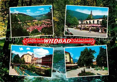 AK / Ansichtskarte Wildbad Schwarzwald Panorama Thermalbad Ortspartie an der Kirche Park Kat. Bad Wildbad