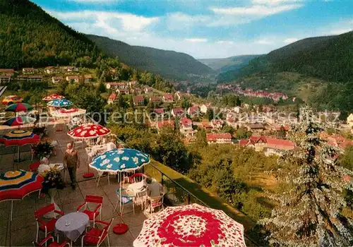 AK / Ansichtskarte Wildbad Schwarzwald Hotel Panorama Terrasse Panorama Blick ins Tal Kat. Bad Wildbad