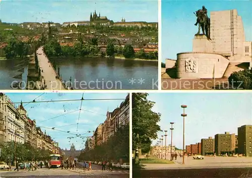 AK / Ansichtskarte Praha Prahy Prague Prager Burg Wenzelsplatz Denkmal Siedlung Wohnblocks Kat. Praha