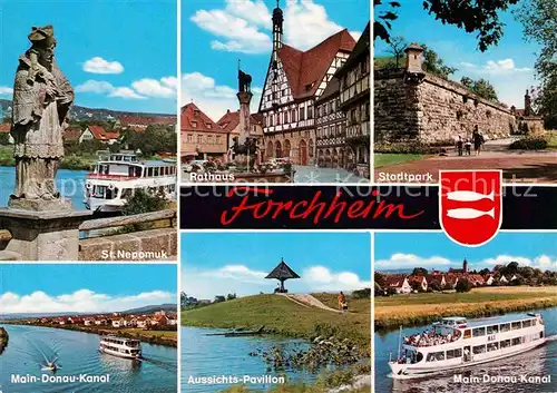 AK / Ansichtskarte Forchheim Oberfranken St.Nepomuk Rathaus Stadtpark Main Donau Kanal  Kat. Forchheim