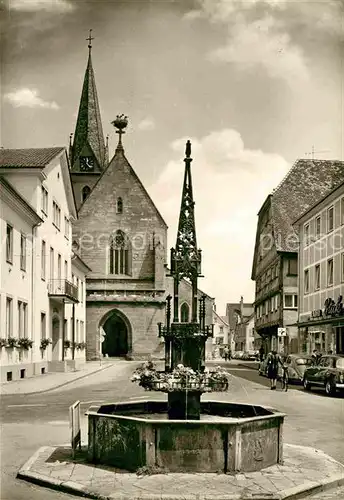 AK / Ansichtskarte Bad Saulgau Roehrbrunnen Rathaus Stadtpfarrkirche Kat. Bad Saulgau