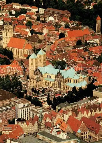 AK / Ansichtskarte Muenster Westfalen Stadtzentrum St Paulus Dom ueberwasserkirche Buddenturm Fliegeraufnahme Kat. Muenster