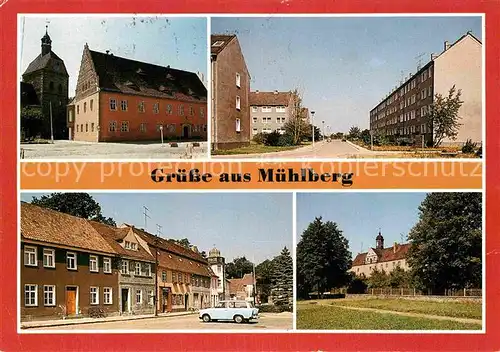 AK / Ansichtskarte Muehlberg Elbe Rathaus Boragker Strasse Thaelmannplatz Schloss Kat. Muehlberg Elbe