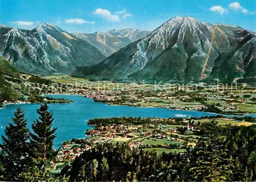 AK / Ansichtskarte Tegernsee Panorama Blick auf Bad Wiessee Rottach Egern und Wallberg Mangfallgebirge Kat. Tegernsee